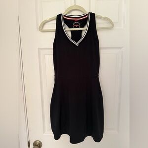 Black Wilson Sleeveless Dress with Striped Collar